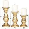 imageDeco 79 Mango Wood Decorative Candle Holder Distressed Turned Pillar Candle Stand Set of 3 Candlestick Holder 6quot 8quot 10quotH BlackGold