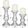 imageDeco 79 Mango Wood Decorative Candle Holder Distressed Turned Pillar Candle Stand Set of 3 Candlestick Holder 6quot 8quot 10quotH BlackSilver