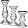 imageDeco 79 Mango Wood Decorative Candle Holder Distressed Turned Pillar Candle Stand Set of 3 Candlestick Holder 6quot 8quot 10quotH BlackSilver