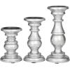 imageDeco 79 Mango Wood Decorative Candle Holder Distressed Turned Pillar Candle Stand Set of 3 Candlestick Holder 6quot 8quot 10quotH BlackSilver