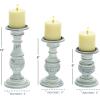 imageDeco 79 Mango Wood Decorative Candle Holder Distressed Turned Pillar Candle Stand Set of 3 Candlestick Holder 6quot 8quot 10quotH BlackWhite