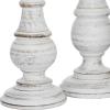 imageDeco 79 Mango Wood Decorative Candle Holder Distressed Turned Pillar Candle Stand Set of 3 Candlestick Holder 6quot 8quot 10quotH BlackWhite
