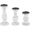 imageDeco 79 Mango Wood Decorative Candle Holder Distressed Turned Pillar Candle Stand Set of 3 Candlestick Holder 6quot 8quot 10quotH BlackWhite