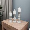 imageDeco 79 Mango Wood Decorative Candle Holder Distressed Turned Pillar Candle Stand Set of 3 Candlestick Holder 6quot 8quot 10quotH BlackWhite