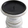 imageDeco 79 Mango Wood Decorative Candle Holder Distressed Turned Pillar Candle Stand Set of 3 Candlestick Holder 6quot 8quot 10quotH BlackWhite