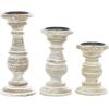 imageDeco 79 Mango Wood Decorative Candle Holder Distressed Turned Pillar Candle Stand Set of 3 Candlestick Holder 6quot 8quot 10quotH BlackWhite