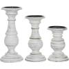 imageDeco 79 Mango Wood Decorative Candle Holder Distressed Turned Pillar Candle Stand Set of 3 Candlestick Holder 6quot 8quot 10quotH BlackWhite