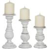 imageDeco 79 Mango Wood Decorative Candle Holder Distressed Turned Pillar Candle Stand Set of 3 Candlestick Holder 6quot 8quot 10quotH BlackWhite