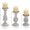 imageDeco 79 Mango Wood Decorative Candle Holder Distressed Turned Pillar Candle Stand Set of 3 Candlestick Holder 6quot 8quot 10quotH BlackWhite
