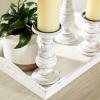 imageDeco 79 Mango Wood Decorative Candle Holder Distressed Turned Pillar Candle Stand Set of 3 Candlestick Holder 6quot 8quot 10quotH BlackWhite