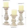 imageDeco 79 Mango Wood Decorative Candle Holder Distressed Turned Pillar Candle Stand Set of 3 Candlestick Holder 6quot 8quot 10quotH BlackWhite