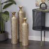 imageDeco 79 Metal Decorative Vase Tall Distressed Metallic Centerpiece Vases with Etched Grid Patterns Set of 3 Vases for Home Decoration 35quot 30quot 25quotH GoldGold