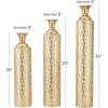 imageDeco 79 Metal Decorative Vase Tall Distressed Metallic Centerpiece Vases with Etched Grid Patterns Set of 3 Vases for Home Decoration 35quot 30quot 25quotH GoldGold