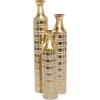 imageDeco 79 Metal Decorative Vase Tall Distressed Metallic Centerpiece Vases with Etched Grid Patterns Set of 3 Vases for Home Decoration 35quot 30quot 25quotH GoldGold