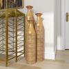 imageDeco 79 Metal Decorative Vase Tall Distressed Metallic Centerpiece Vases with Etched Grid Patterns Set of 3 Vases for Home Decoration 35quot 30quot 25quotH GoldGold