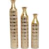 imageDeco 79 Metal Decorative Vase Tall Distressed Metallic Centerpiece Vases with Etched Grid Patterns Set of 3 Vases for Home Decoration 35quot 30quot 25quotH GoldGold