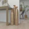 imageDeco 79 Metal Decorative Vase Tall Distressed Metallic Centerpiece Vases with Etched Grid Patterns Set of 3 Vases for Home Decoration 35quot 30quot 25quotH GoldGold