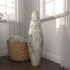 imageDeco 79 Mother of Pearl Shell Handmade Decorative Vase Tall Mosaic Centerpiece Vase with Blue Accents Flower Vase for Home Decoration 10quot x 10quot x 33quot Cream