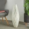 imageDeco 79 Mother of Pearl Shell Handmade Decorative Vase Tall Mosaic Centerpiece Vase with Blue Accents Flower Vase for Home Decoration 10quot x 10quot x 33quot Cream