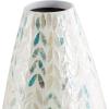 imageDeco 79 Mother of Pearl Shell Handmade Decorative Vase Tall Mosaic Centerpiece Vase with Blue Accents Flower Vase for Home Decoration 10quot x 10quot x 33quot Cream