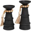 imageDeco 79 Polystone Decorative Candle Holder Tall Standing Candle Stand Candlestick Holder 8quot x 8quot x 22quot GoldBlack