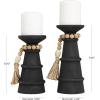 imageDeco 79 Polystone Decorative Candle Holder Tall Standing Candle Stand Candlestick Holder 8quot x 8quot x 22quot GoldBlack