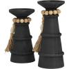 imageDeco 79 Polystone Decorative Candle Holder Tall Standing Candle Stand Candlestick Holder 8quot x 8quot x 22quot GoldBlack
