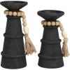 imageDeco 79 Polystone Decorative Candle Holder Tall Standing Candle Stand Candlestick Holder 8quot x 8quot x 22quot GoldBlack