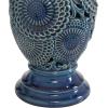 imageDeco 79 Polystone Decorative Candle Holder Tall Standing Candle Stand Candlestick Holder 8quot x 8quot x 22quot GoldBlue