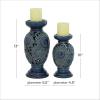 imageDeco 79 Polystone Decorative Candle Holder Tall Standing Candle Stand Candlestick Holder 8quot x 8quot x 22quot GoldBlue