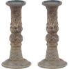 imageDeco 79 Polystone Decorative Candle Holder Tall Standing Candle Stand Candlestick Holder 8quot x 8quot x 22quot GoldBrown