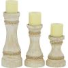 imageDeco 79 Polystone Decorative Candle Holder Tall Standing Candle Stand Candlestick Holder 8quot x 8quot x 22quot GoldCream