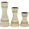 imageDeco 79 Polystone Decorative Candle Holder Tall Standing Candle Stand Candlestick Holder 8quot x 8quot x 22quot GoldCream