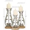 imageDeco 79 Polystone Decorative Candle Holder Tall Standing Candle Stand Candlestick Holder 8quot x 8quot x 22quot GoldSilver