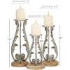imageDeco 79 Polystone Decorative Candle Holder Tall Standing Candle Stand Candlestick Holder 8quot x 8quot x 22quot GoldSilver