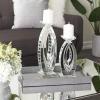 imageDeco 79 Polystone Decorative Candle Holder Tall Standing Candle Stand Candlestick Holder 8quot x 8quot x 22quot GoldSilver