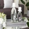 imageDeco 79 Polystone Decorative Candle Holder Tall Standing Candle Stand Candlestick Holder 8quot x 8quot x 22quot GoldSilver