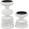 imageDeco 79 Polystone Decorative Candle Holder Tall Standing Candle Stand Candlestick Holder 8quot x 8quot x 22quot GoldWhite