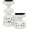 imageDeco 79 Polystone Decorative Candle Holder Tall Standing Candle Stand Candlestick Holder 8quot x 8quot x 22quot GoldWhite