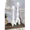 imageDeco 79 Polystone Decorative Candle Holder Tall Standing Candle Stand Candlestick Holder 8quot x 8quot x 22quot GoldWhite