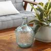 imageDeco 79 Recycled Glass Decorative Vase Spanish Bottle Centerpiece Vase with Bubble Texture Flower Vase for Home Decoration 10quot x 10quot x 17quot BlueClear