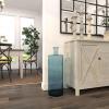imageDeco 79 Recycled Glass Handmade Spanish Vase with Wrapped Rattan Neck Detail 6quot x 6quot x 18quot ClearBlue