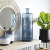 imageDeco 79 Recycled Glass Handmade Spanish Vase with Wrapped Rattan Neck Detail 6quot x 6quot x 18quot ClearBlue