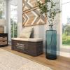 imageDeco 79 Recycled Glass Handmade Spanish Vase with Wrapped Rattan Neck Detail 6quot x 6quot x 18quot ClearBlue