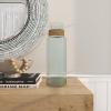 imageDeco 79 Recycled Glass Handmade Spanish Vase with Wrapped Rattan Neck Detail 6quot x 6quot x 18quot ClearClear