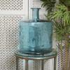imageDeco 79 Recycled Glass Handmade Spanish Vase with Wrapped Rattan Neck Detail 6quot x 6quot x 18quot ClearTeal
