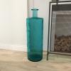 imageDeco 79 Recycled Glass Handmade Spanish Vase with Wrapped Rattan Neck Detail 6quot x 6quot x 18quot ClearTeal