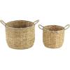 imageDeco 79 Seagrass Handmade Decorative and Functional Storage Basket Basket Organizer with Handles Set of 2 Basket for Storage 12quot 16quotW Light Brown