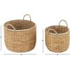 imageDeco 79 Seagrass Handmade Decorative and Functional Storage Basket Basket Organizer with Handles Set of 2 Basket for Storage 12quot 16quotW Light Brown