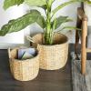 imageDeco 79 Seagrass Handmade Decorative and Functional Storage Basket Basket Organizer with Handles Set of 2 Basket for Storage 12quot 16quotW Light Brown